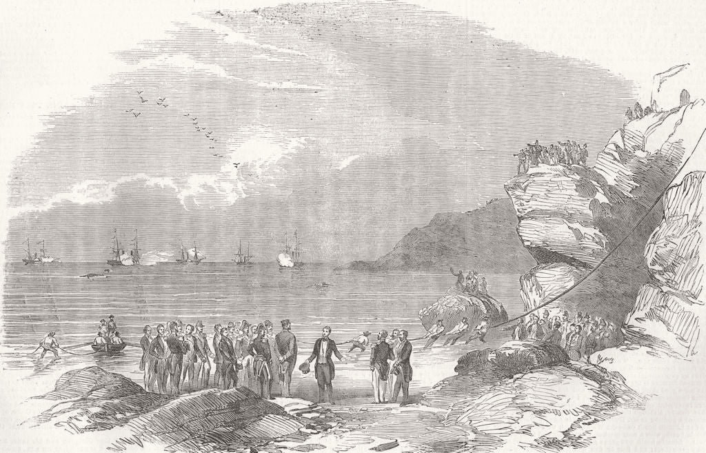 ITALY. Laying Mediterranean telegraph Cable, Spezia 1854 old antique print